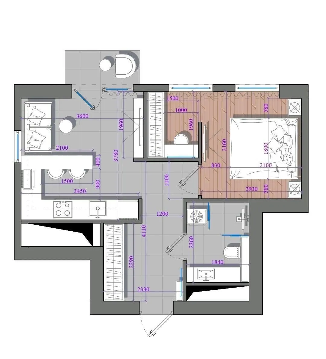 40 м², 2-комн. квартира, 10/11