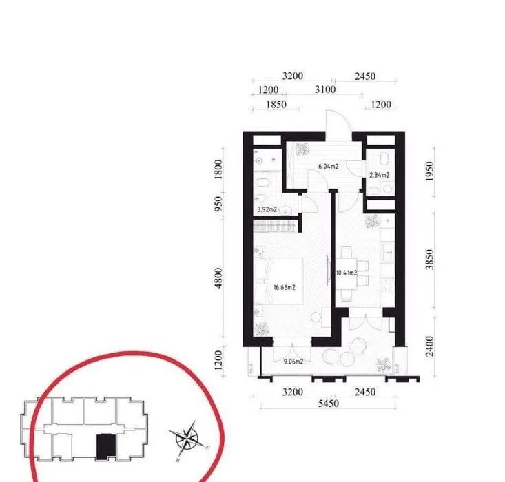 51 м², 2-комн. квартира, 13/18