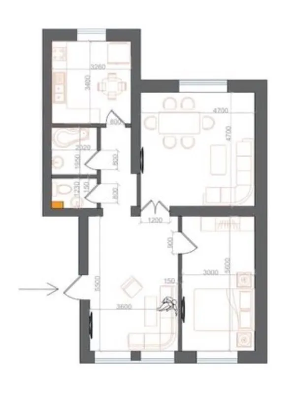 81 m², 3-xonali kvartira, 1/8