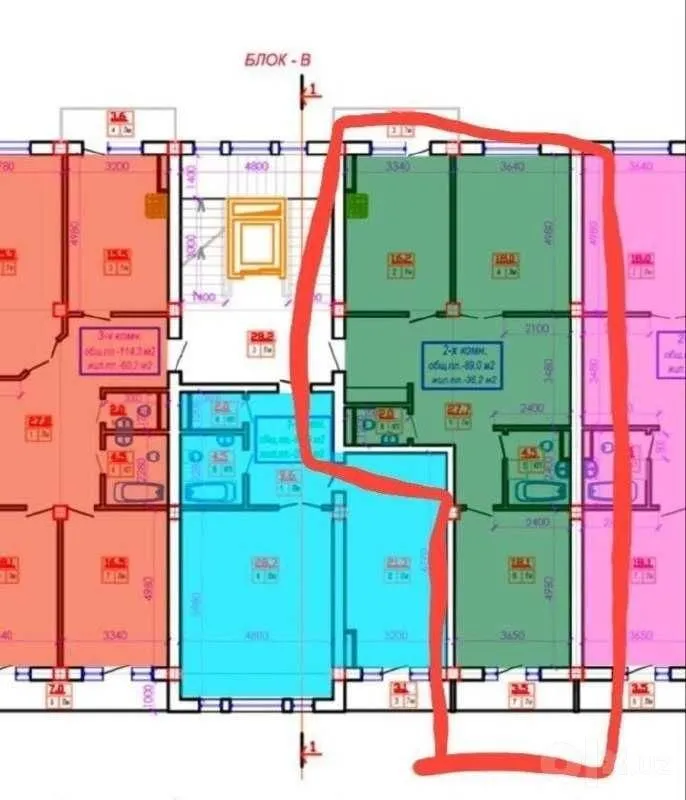 92 м², 3-комн. квартира, 4/9