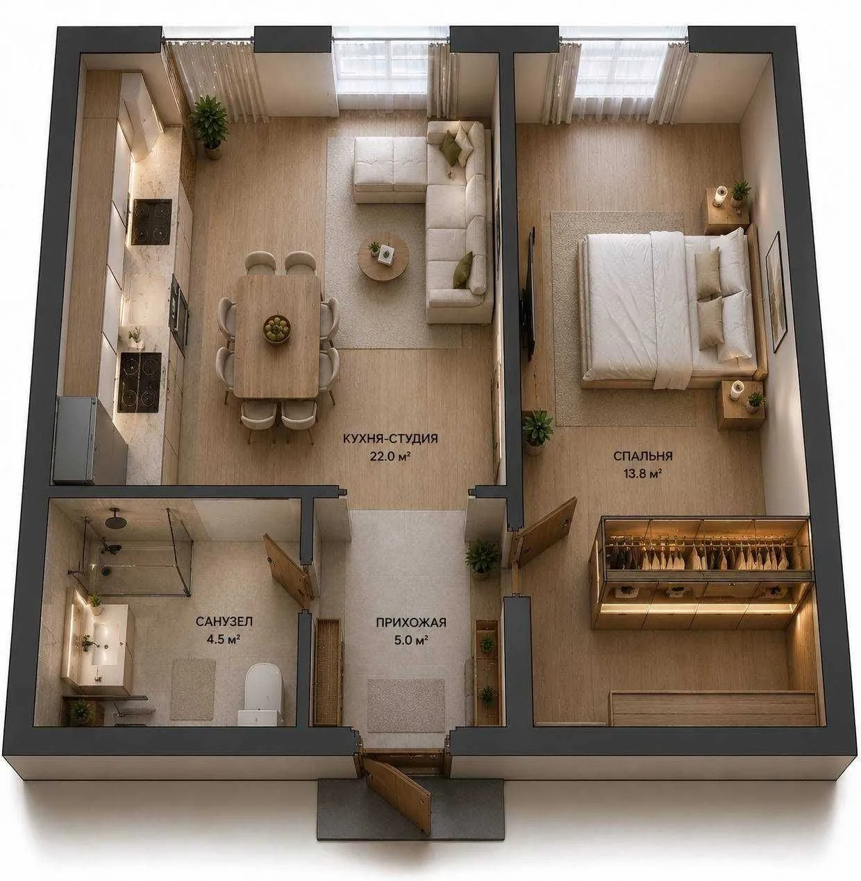 50 м², 2-комн. квартира, 4/10