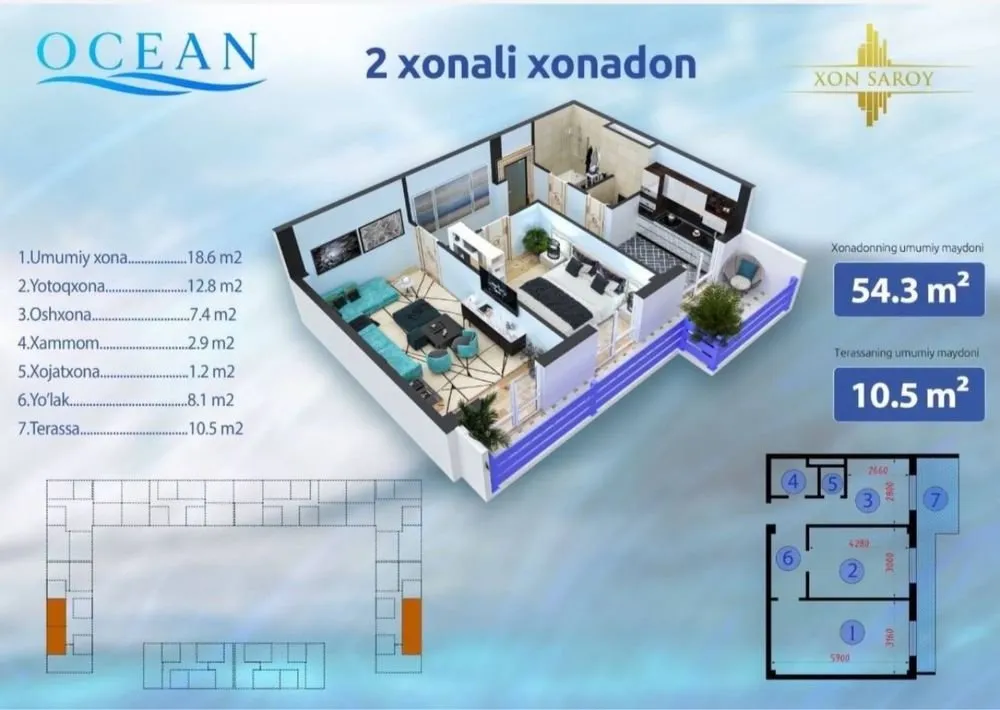 64 м², 2-комн. квартира, 7/16