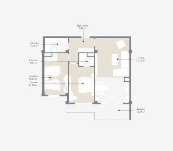 80 м², 3-комн. квартира, 10/14