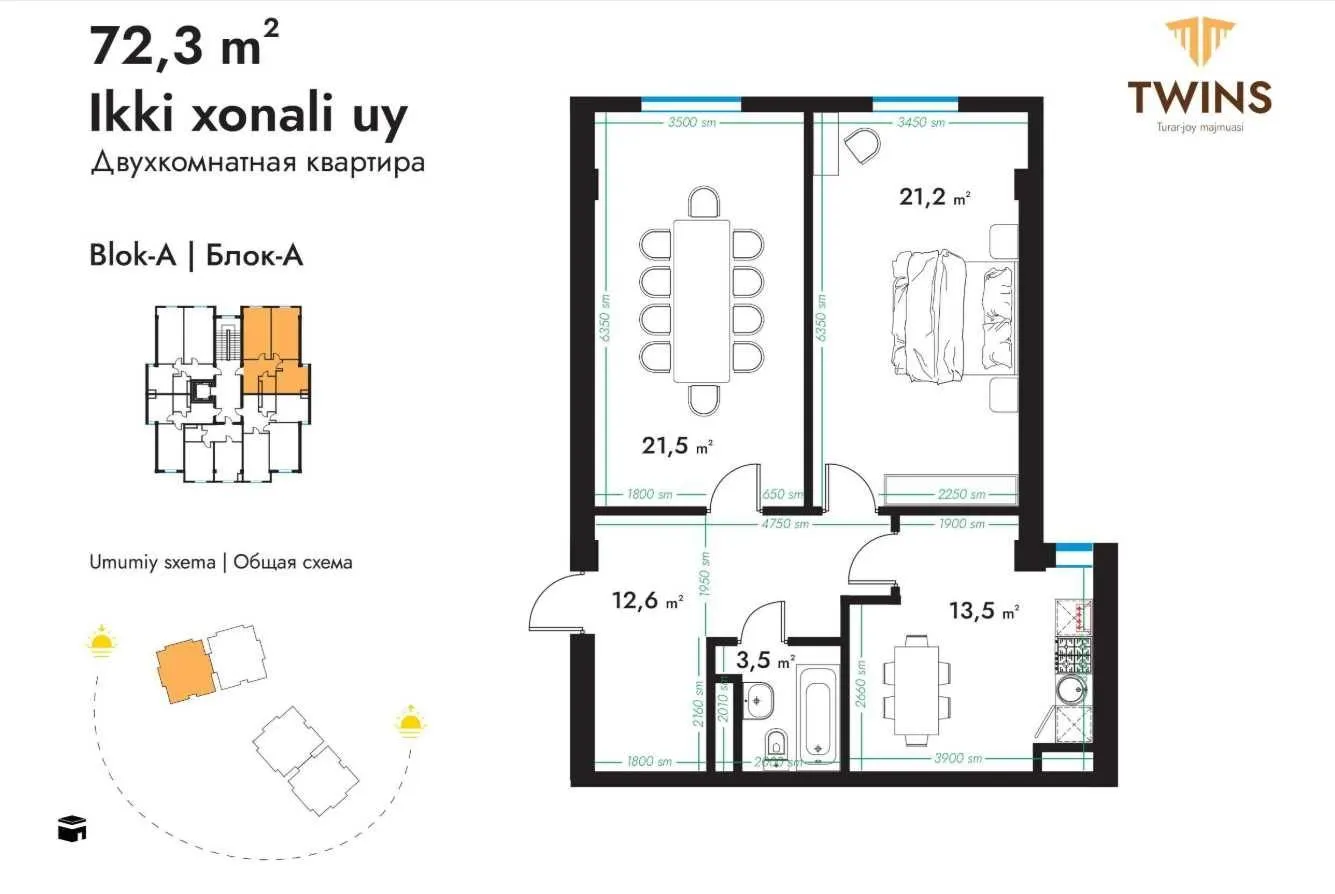 72 м², 3-комн. квартира, 10/10