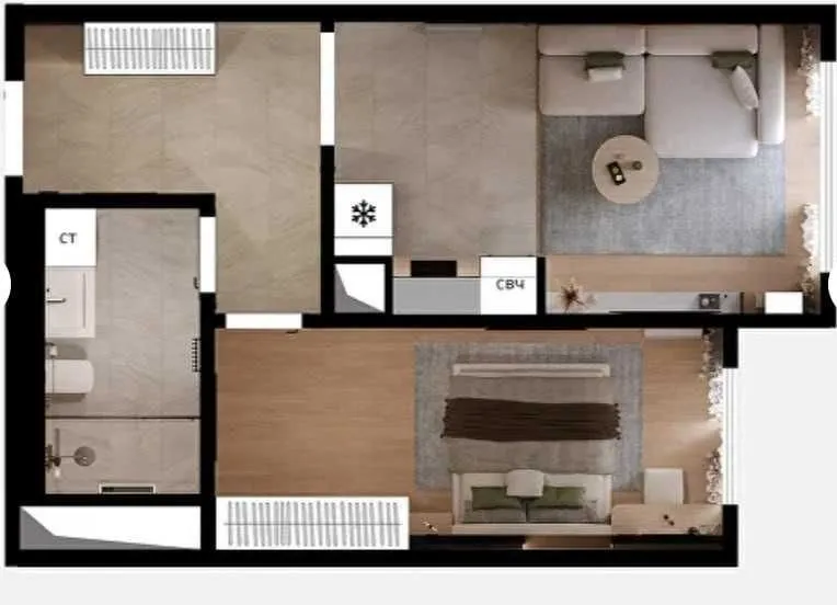 47 м², 2-комн. квартира, 16/26