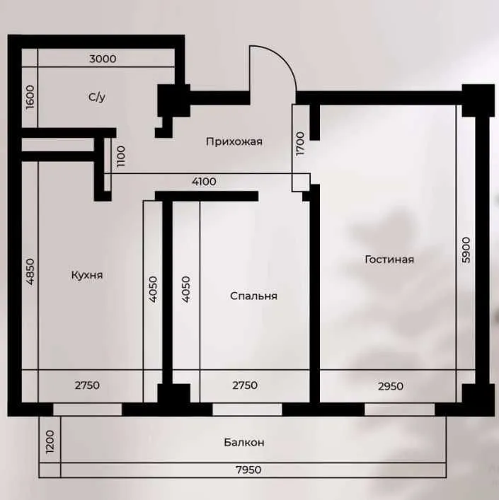 54 м², 2-комн. квартира, 14/16