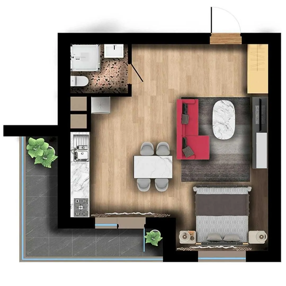 47 m², 2-xonali kvartira, 3/7