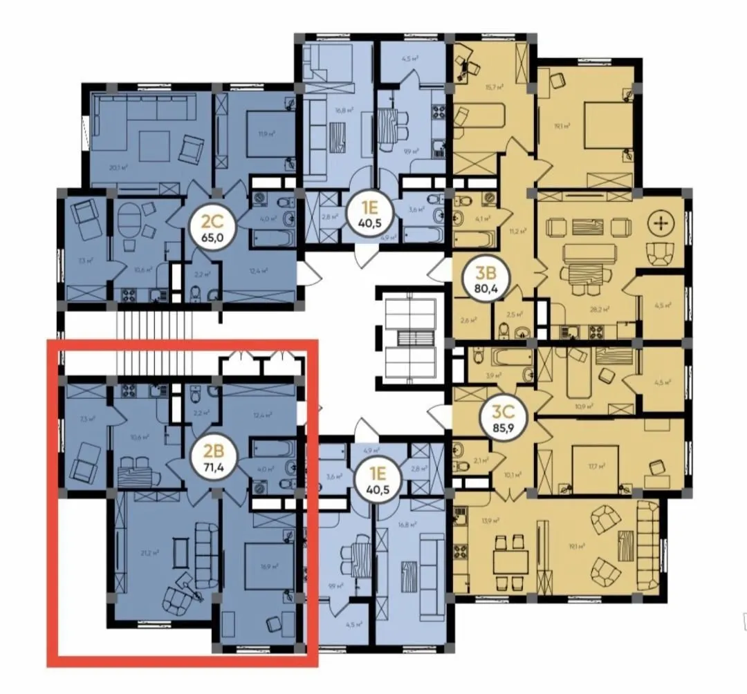 75 м², 2-комн. квартира, 10/14