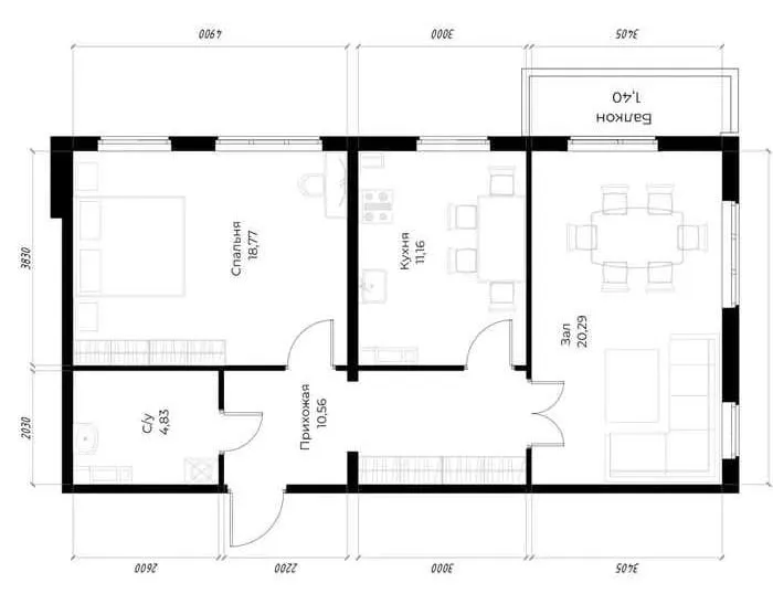67 м², 2-комн. квартира, 9/9