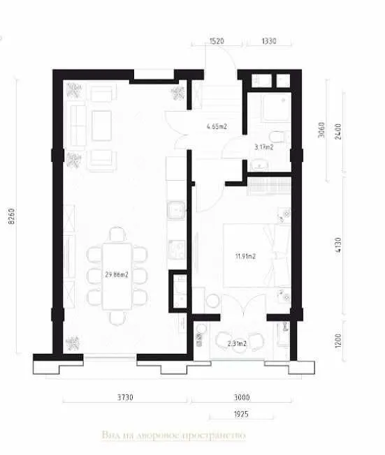 52 м², 2-комн. квартира, 2/16