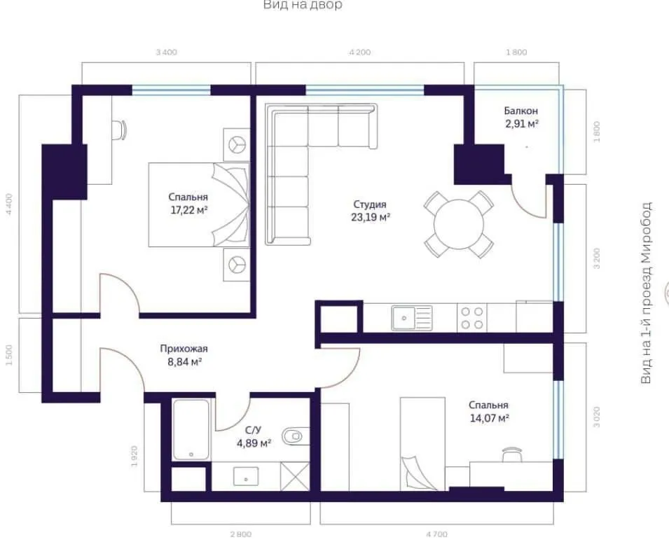 70 м², 3-комн. квартира, 10/24