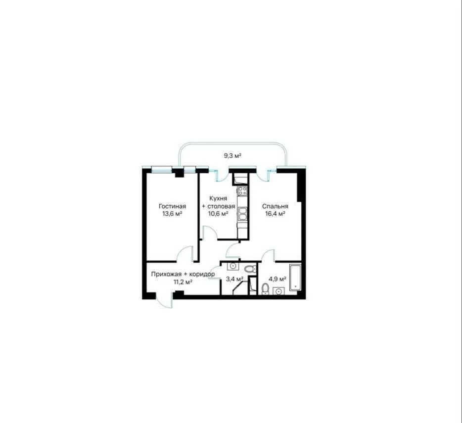 64 м², 2-комн. квартира, 10/13
