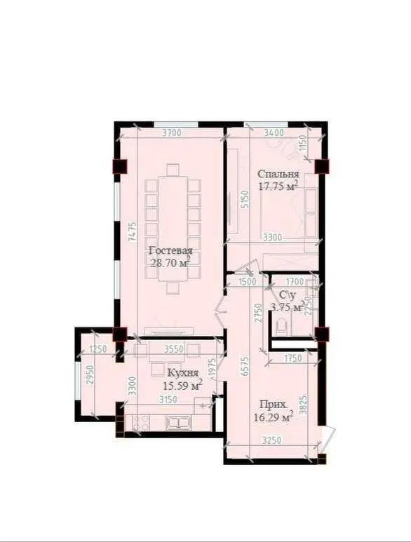 82 м², 3-комн. квартира, 11/16