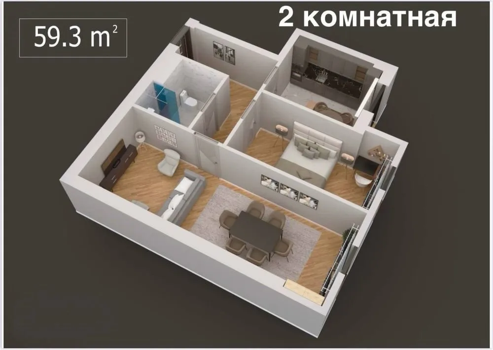 59 m², 2-xonali kvartira, 11/11