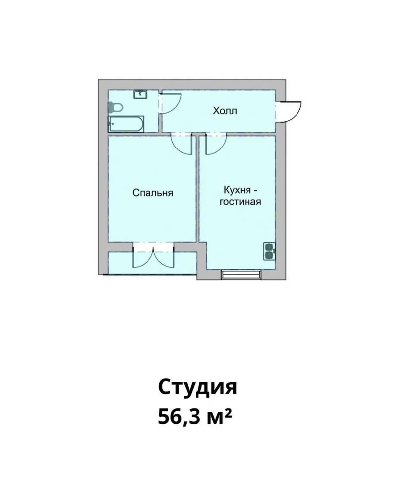 56 м², 2-комн. квартира, 9/10