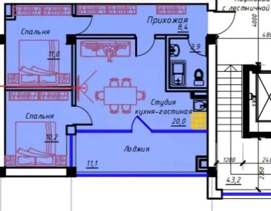146 m², 3-xonali kvartira, 6/6