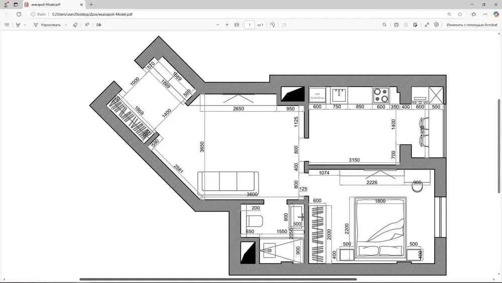 58 m², 2-xonali kvartira, 5/14