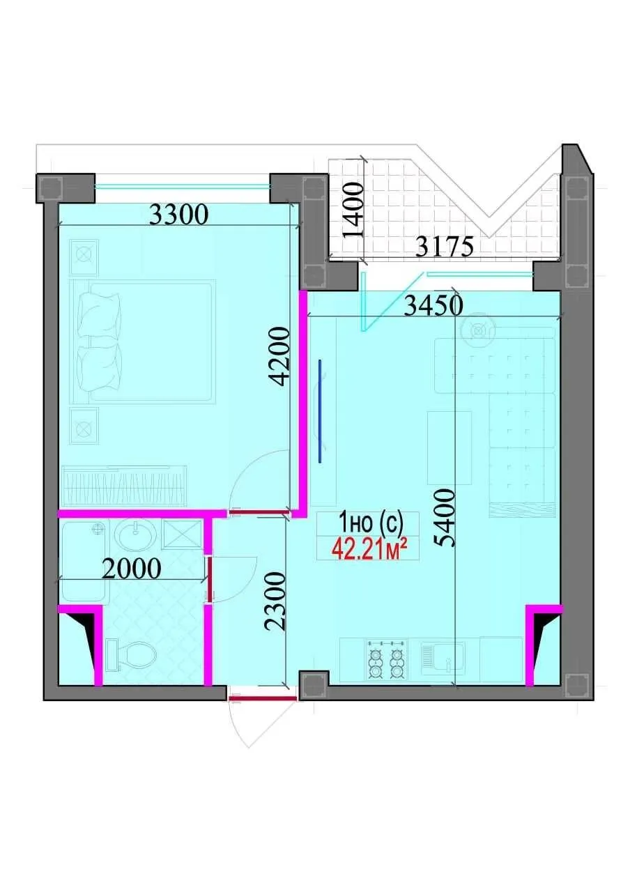 43 м², 2-комн. квартира, 10/16
