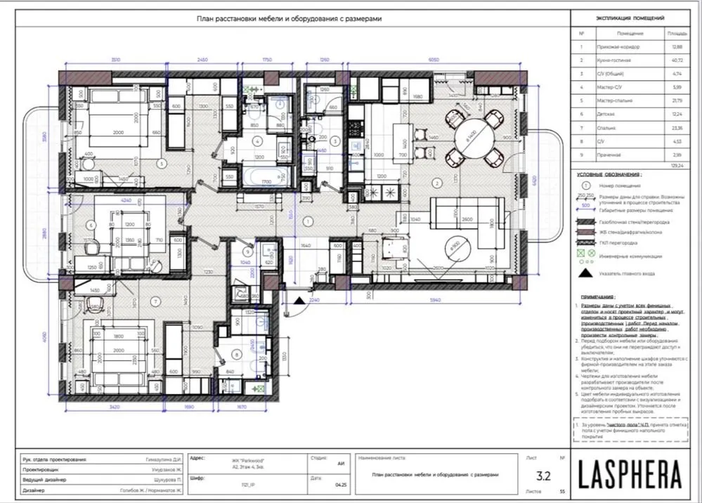 147 м², 4-комн. квартира, 2/12