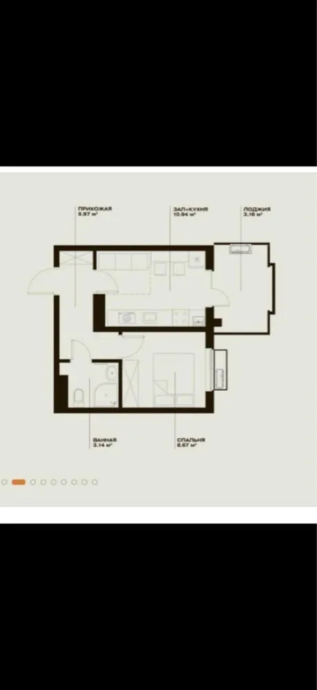 32 м², 1-комн. квартира, 15/15