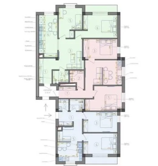 200 m², ko'p xonali kvartira, 2/7