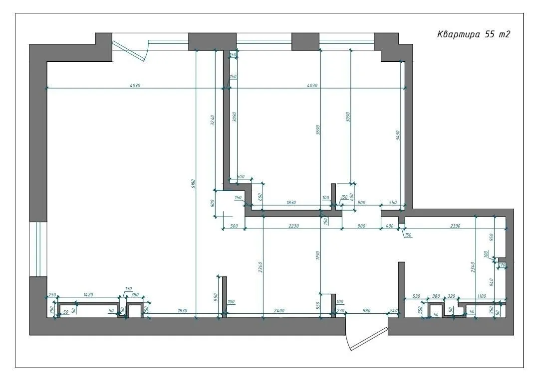 55 м², 2-комн. квартира, 8/10