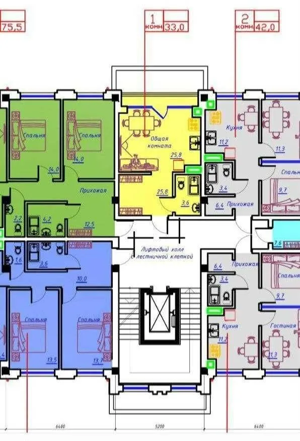 33 м², 1-комн. квартира, 5/6