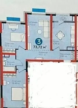 74 м², 3-комн. квартира, 7/16