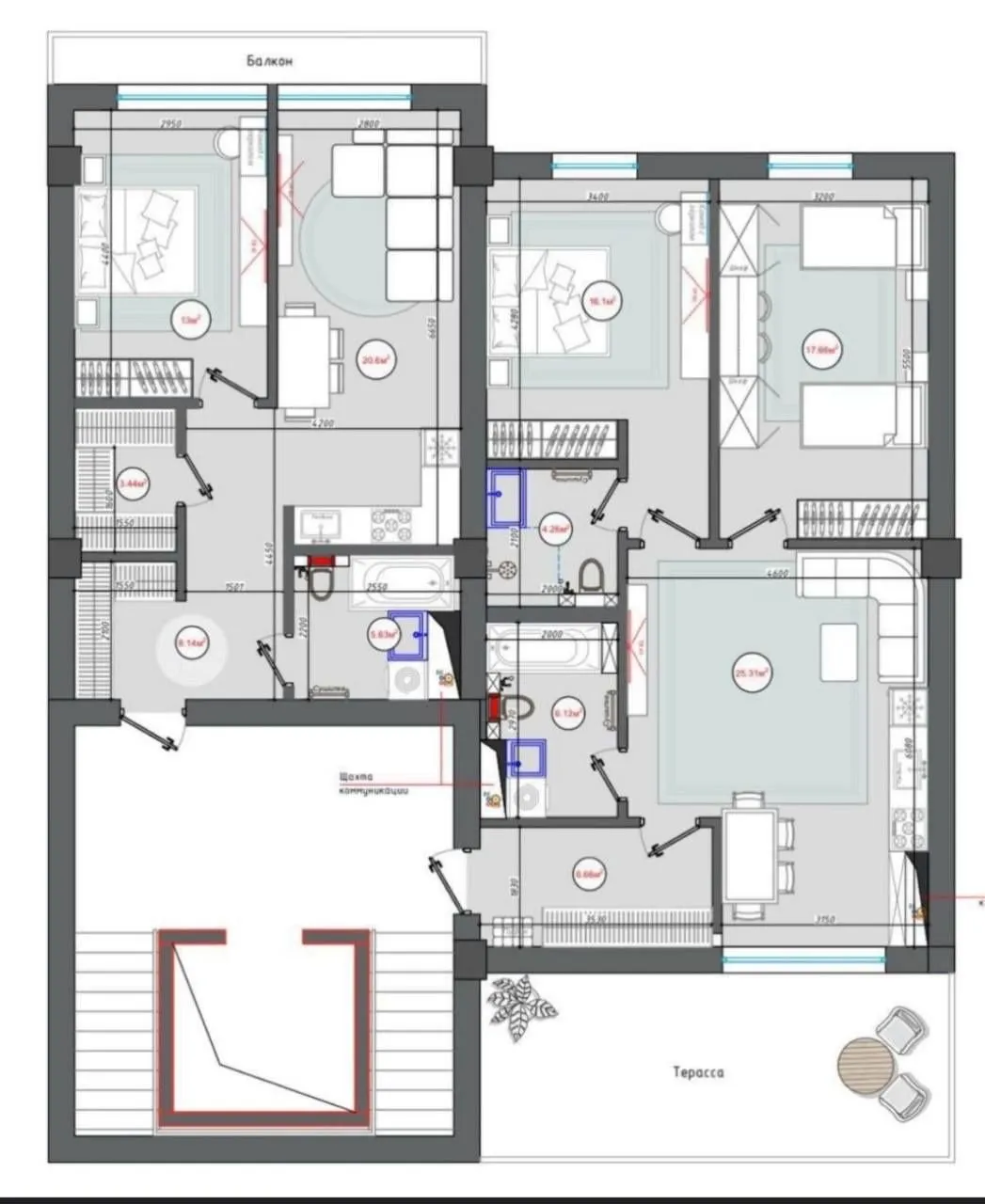 170 м², 5-комн. квартира, 12/12