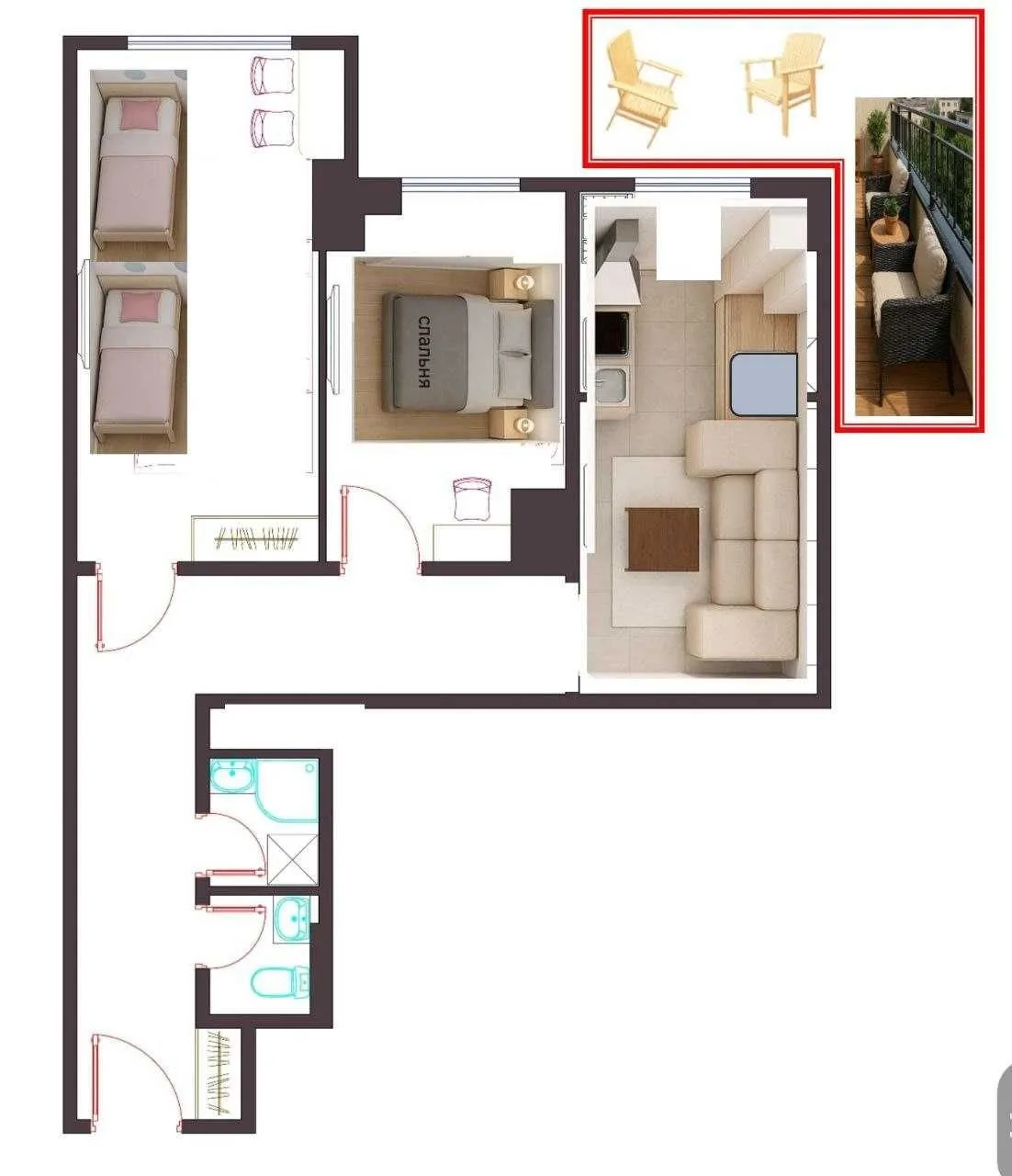 59 m², 3-xonali kvartira, 3/16