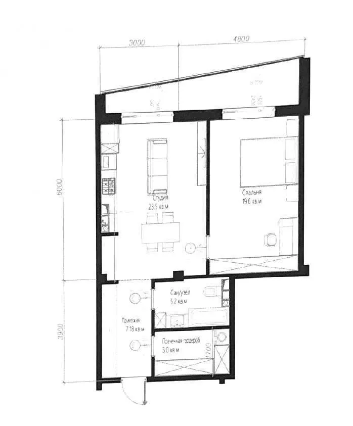 63 м², 2-комн. квартира, 4/16
