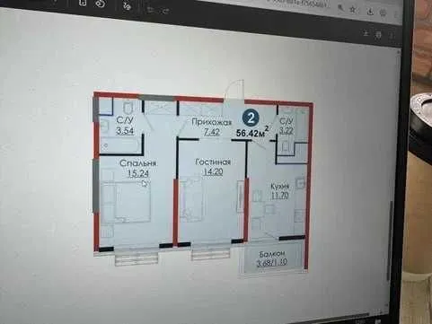 56 м², 2-комн. квартира, 10/13