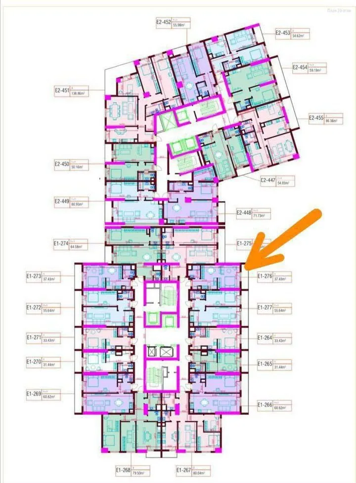 38 m², 1-xonali kvartira, 11/16