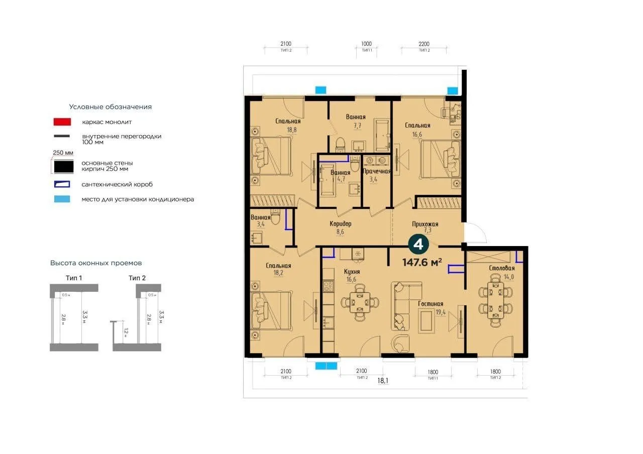 147 м², 5-комн. квартира, 5/5