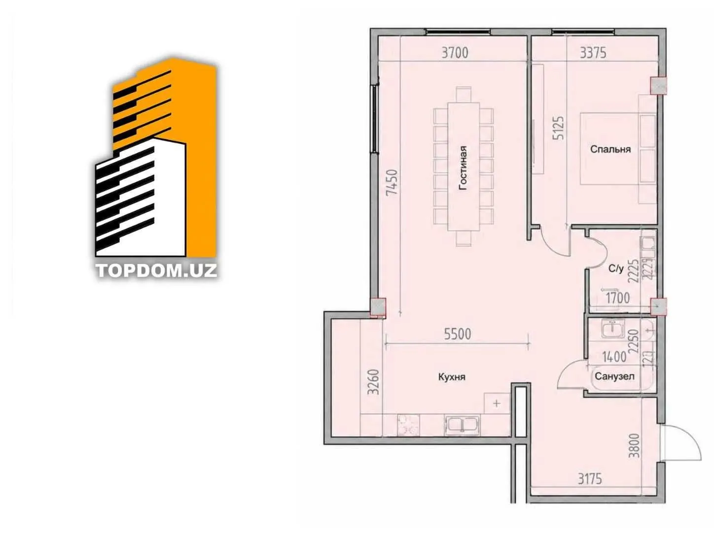 74 м², 2-комн. квартира, 11/16