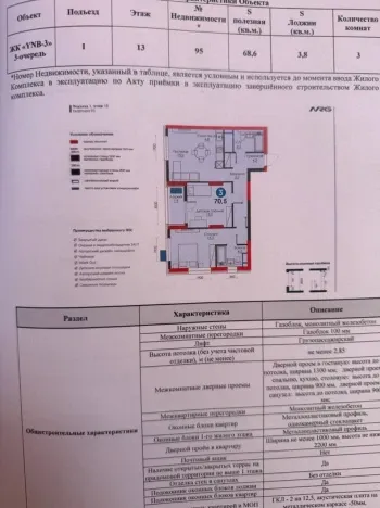 70 м², 3-комн. квартира, 2/16-3