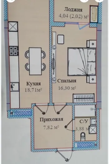 49 м², 2-комн. квартира, 5/16-2