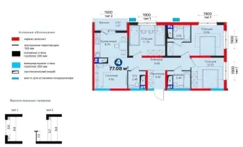 77 м², 4-комн. квартира, 6/16-3