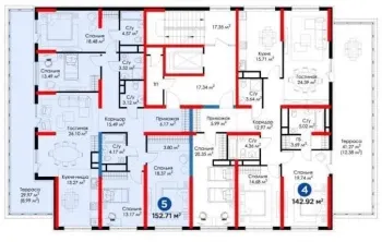 151 m², 5-xonali kvartira, 8/8-1