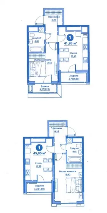 42 м², 1-комн. квартира, 9/13-3