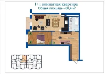 65 м², 2-комн. квартира, 10/10-3