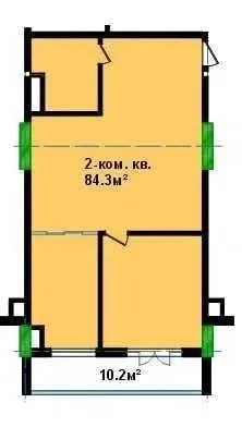 85 м², 2-комн. квартира, 12/16-0