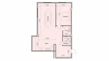74 м², 2-комн. квартира, 12/16-1
