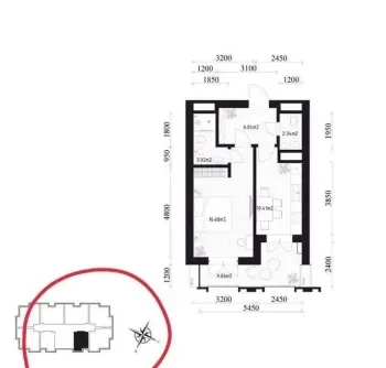 51 м², 2-комн. квартира, 13/18-0