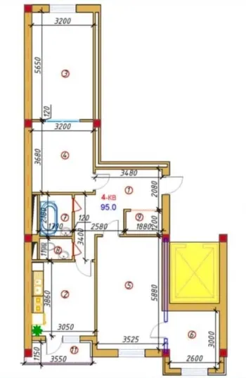 98 м², 3-комн. квартира, 4/12-2