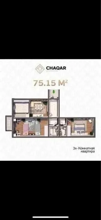 75 m², 3-xonali kvartira, 8/16-2