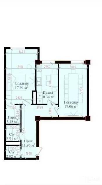 65 м², 3-комн. квартира, 11/16-1