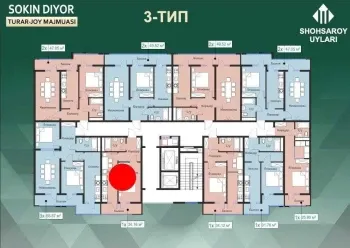 34 m², 1-xonali kvartira, 10/16-3