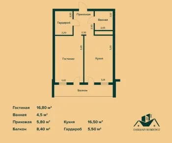 54 м², 2-комн. квартира, 4/12-2