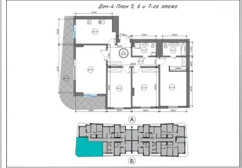 130 м², 4-комн. квартира, 9/16-1